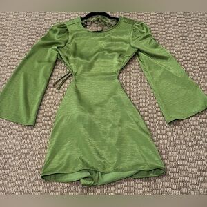 New NWOT Forever 21 Beautiful Green Backless Bell Sleeved Dress Green Sz Small